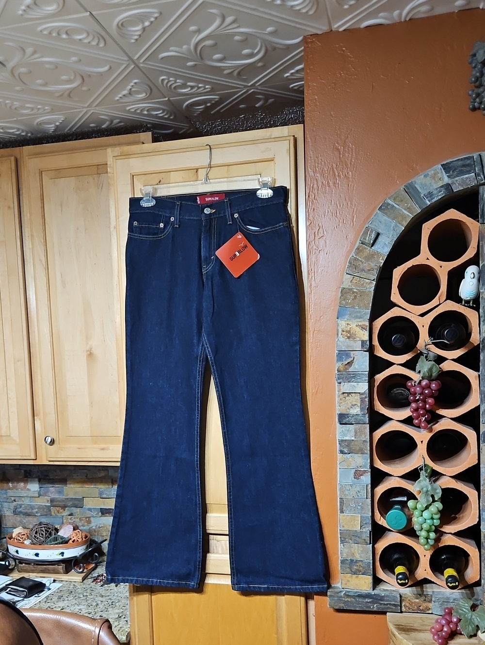 Vintage Levi's 514 Super Low Flare Jeans Blue Made In USA Y2K NWT